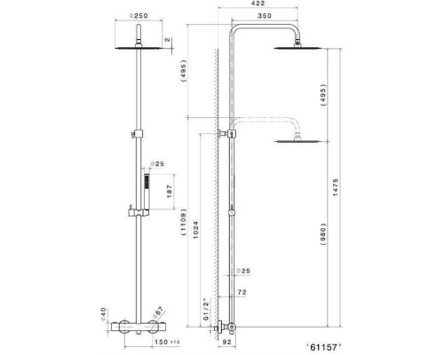 Kerama Marazzi Ole Душевая стойка, с верхним душем 25см., термостатическим смесителем, ручным душем и держателем, цвет: хром. 61157KM.21.018 Kerama Marazzi Ole Душевая стойка, с верхним душем 25см., термостатическим смесителем, ручным душем и держателем, цвет: хром. 61157KM.21.018