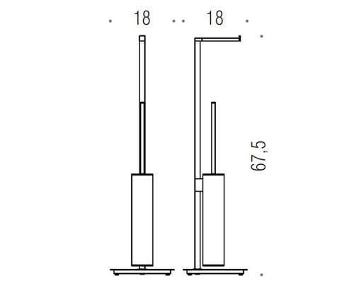 Colombo MiniQ Стойка напольная с ершом и держателем т/б L18x18 H67,5см, цвет: PVD нержавеющая сталь. B5018.HPS1-RNE