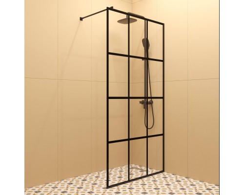 Душевая перегородка DIWO Коломна 100 см, профиль черный матовый