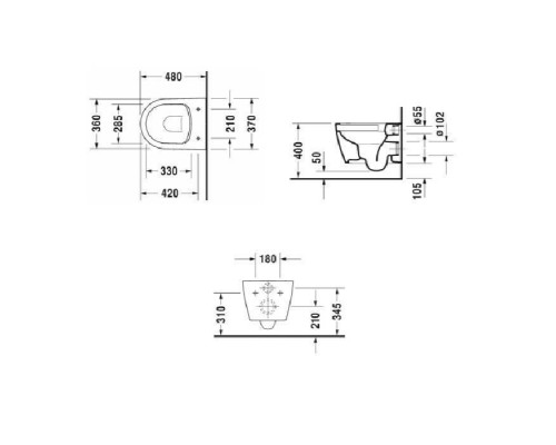 Duravit ME by Starck Комплект: унитаз подвесной Compact Rimless, 37x48см 253009 + сиденье с микролифтом: 002019 цвет: белый. 45300900A1 (253009+002019) Duravit ME by Starck Комплект: унитаз подвесной Compact Rimless, 37x48см 253009 + сиденье с микролифтом: 002019 цвет: белый. 45300900A1 (253009+002019)