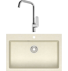 Комплект Мойка кухонная Domaci Болонья М-39-003 бежевая + Смеситель STWORKI