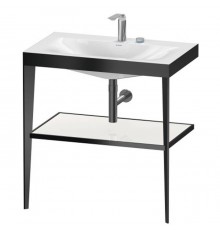 Duravit XViu Консоль напольная, 80x48x85см с полкой, с раковиной без перелива, 2 отв., цвет: black matt/white high gloss lacquer. XV4715EB285