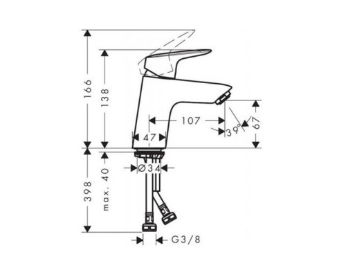 Hansgrohe Logis, Смеситель для раковины, Без донного клапана, Цвет: хром. 71071000