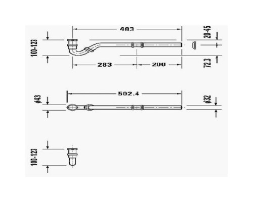 Duravit Сифон для биде 1 1/4 с удлиненной спускной трубой, цвет: хром.