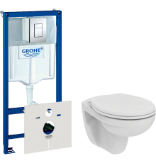 Комплект  Унитаз подвесной Ideal Standard Eurovit K881201 безободковый + Система инсталляции для унитазов Grohe Rapid SL 38772001, 3 в 1 с кнопкой смы