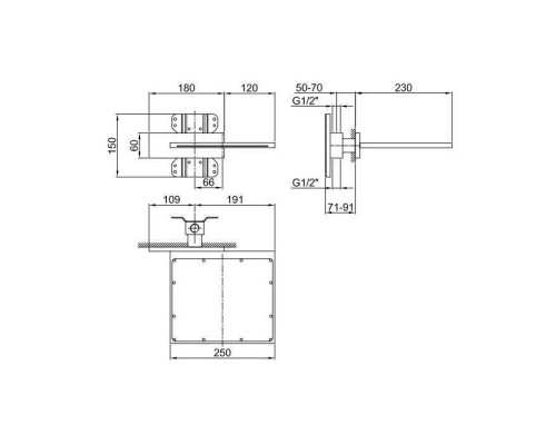 Fantini Milano Верхний душ с функцией водопада, латунь, настенный, цвет: хром. 86 02 8043B,  86 00 8036A