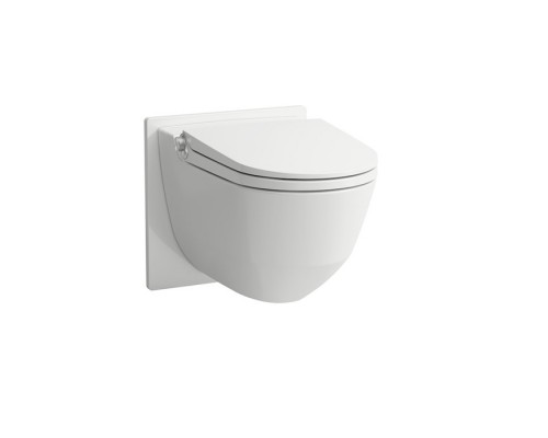 Laufen Cleanet Riva Унитаз-биде подвесной 60х39.5х40.5см, безободковый, пульт управления, с сиденьем, покрытие LCC, цвет: белый. 8.2069.1.400.000.1