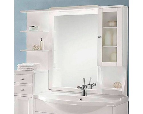 EBAN Eleonora Modular DX Зеркало в раме 107x104 см, со шкафчиком cправа и полочками слева, цвет: bianco decape. FAC07PO, FCPLS107DB bi decape*1 EBAN Eleonora Modular DX Зеркало в раме 107x104 см, со шкафчиком cправа и полочками слева, цвет: bianco decape. FAC07PO, FCPLS107DB bi decape*1