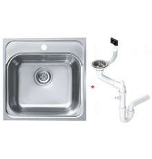 Alv 1100905 Basic 140 Мойка врезная, 0,6 мм, NAT, 3½ 465х465х185 мм + сифон 1130550, шкаф 450 1100905