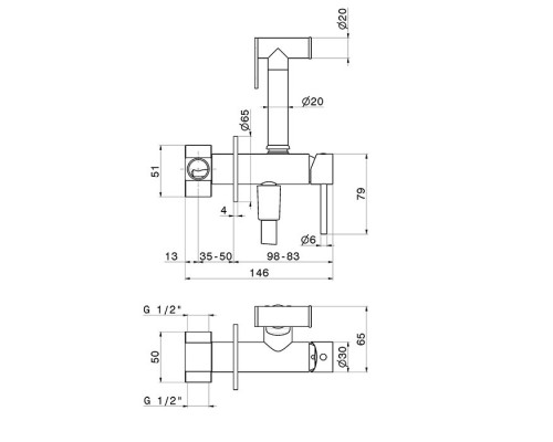 Newform Idroscopini Смеситель с гигиеническим душем, держатель, шланг 120см., цвет: PVD Br. Copper Bronze. 886E.59.067