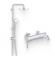 Душевой комплект Смеситель Grohe Essence New 33624001 + Стойка New Tempesta 27389002