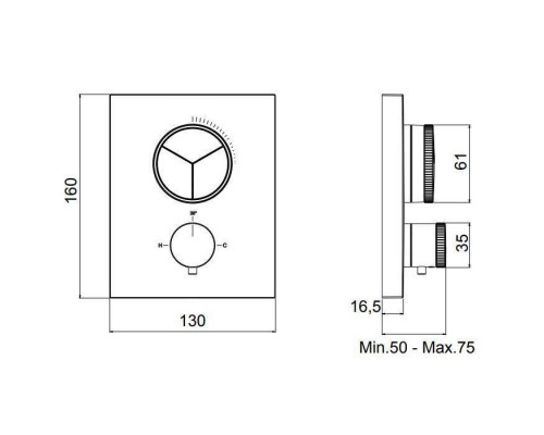 Almar Core Смеситель для душа, встраиваемый, термостатический, цвет: черный металл брашированный PVD. E176683.AB