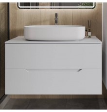 Тумба с раковиной Orange Line 100 подвесная, 2 ящика, матовая белая с раковиной B07-675W