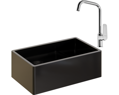 Комплект Мойка кухонная Domaci Сиена 50276-110 черная матовая + Смеситель STWORKI WFD04005GA