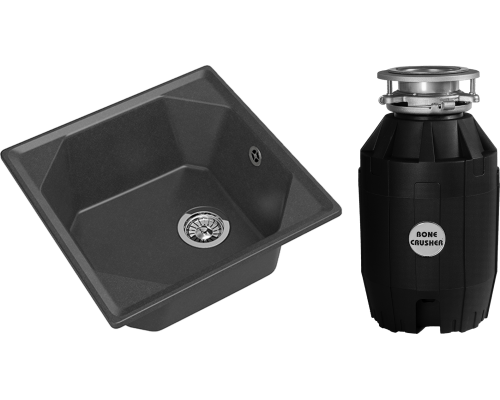 Комплект Мойка GranFest Unique U-500 графит + Измельчитель Bone Crusher BC 810-AS