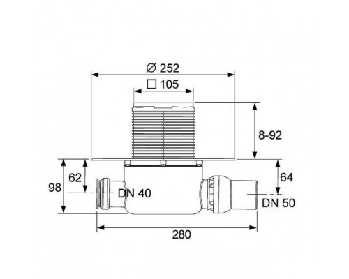 TECEdrainpoint S Комплект точечного трапа с сифоном DN 50, с декоративной решеткой. KDP-S120