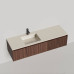 Salini Domino Тумба с раковиной, 140х50х40см., из S-Stone в сборе, д/к; крепеж; сифон; фасад: шпон орех, столешница: Ral9001. 27D214ON Орех+Ral9001