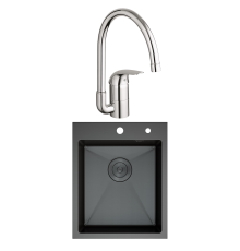Комплект Мойка D K DKS415006 графит + Смеситель Grohe Euroeco