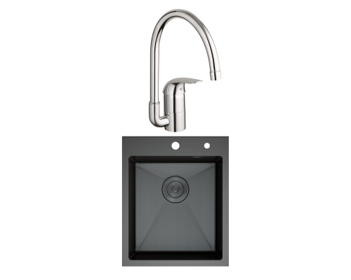 Комплект Мойка D K DKS415006 графит + Смеситель Grohe Euroeco