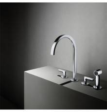 Fantini Icona Deco Смеситель для кухни, 4 отв, без донного клапана, излив 215мм, с ручн душем, цвет: хром. 53 02 R151