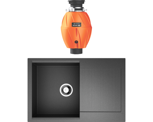 Комплект Мойка кухонная Omoikiri Daisen 78-BL черная + Измельчитель Nagare 500