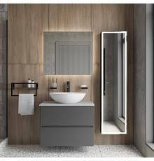 Мебель для ванной комнаты STWORKI Колдинг 80 антрацит, с раковиной Moduo 55 Leaf, столешница серая матовая