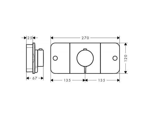 Axor One Смеситель для душа, термостатический, 2 потребителя и 1 доп. потребитель, внешняя часть, цвет: хром. 45712000