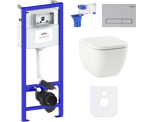 Комплект Lavinia Boho Унитаз подвесной One Rimless 3302103R + Крышка-сиденье One 33290200 с микролифтом + Инсталляция RelFix 38010010 + Кнопка RelFix 380501MC матовый хром + Дозатор RelFix 38040010