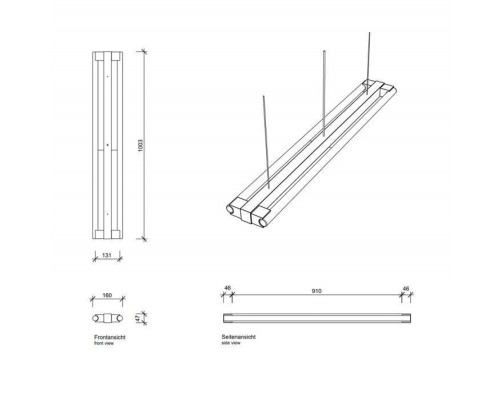 Decor Walther Omega 200 HL Светильник потолочный 100x5x12см, 2x S14S 100cm, цвет: хром. 0218500