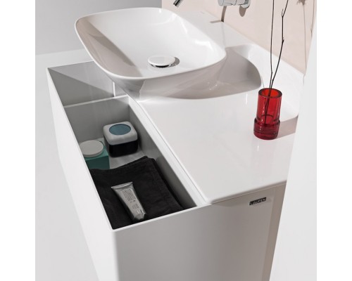 Laufen INO Тумба подвесная 77х35х35см, с раковиной (полка справа), с 1 выдвижным ящиком, цвет: белый матовый. 4.2540.1.030.170.1,  8.1330.2.000.104.1