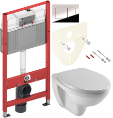 Комплект Унитаз подвесной Jacob Delafon Patio EDV102-00 + Крышка E4267 + Инсталляция TECE Now 9400412 4 в 1 с кнопкой смыва