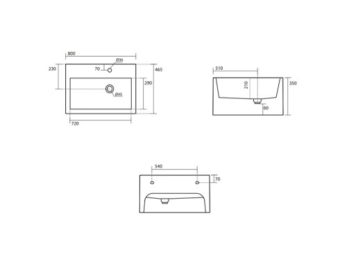 Kerasan Kanaal Раковина подвесная, 80х46,5см., с 1 отв., цвет: белый глянцевый. 574101*1
