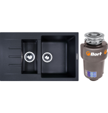 Комплект Мойка кухонная Zigmund   Shtain Rechteck 775.2 темная скала + Измельчитель Bort Titan 5000 Control