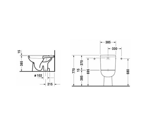 Duravit D-Code Унитаз-моноблок 65х35.5см., с отдельным бачком, механизмом слива, цвет: белый. 0927100004,  21110100002