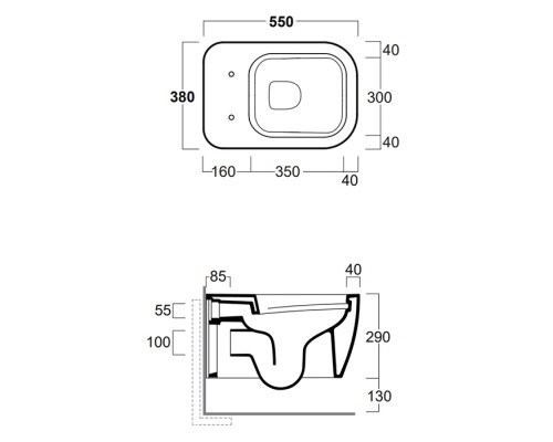 Simas Henges Унитаз подвесной 38х55см., безободковый, цвет: navy matt. F85,  HE18 navy matt