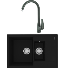 Комплект Мойка кухонная Lemark Ramza 760 9910037 антрацит + Смеситель Linara LM0405PAN антрацит