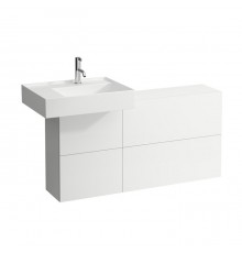 Laufen Kartell Тумба под раковину слева, 120х27х61см, с 1 дверцей и 2 створками, подвесная, покрытие LLC, цвет: белый матовый. 4.0829.1.033.640.1,  8.1033.5.400.104.1