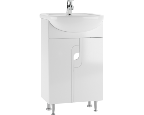 Тумба с раковиной Айсберг Лилия 50 напольная, 2 дверцы, белая