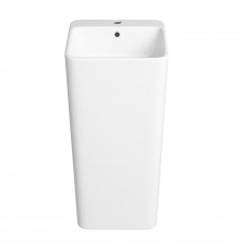 Напольная раковина для ванной Wellsee Callipy Art 33890300S: отдельностоящая раковина моноблок из фарфора, размер 40х40х85 см, цвет глянцевый белый