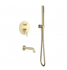 AQM8406BG Набор для комплектации ванны с изливом и смесителем, золото шлифованное AQM8406BG