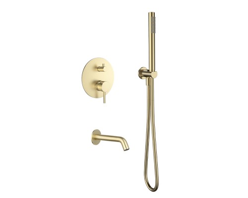 AQM8406BG Набор для комплектации ванны с изливом и смесителем, золото шлифованное AQM8406BG