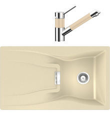 Комплект Мойка Schock Waterfall 45D (D-100) Cristadur аворио, интегрированная + Смеситель Cristadur SC-200 аворио