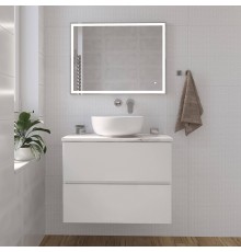 Мебель для ванной комнаты STWORKI Колдинг 80 белая, с раковиной Moduo 40 RING, столешница белая сатиновая