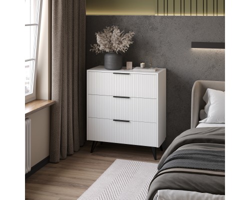 Комод DIWO Краснодар 90x103x43 см, 3 ящика, белый, ручка черная
