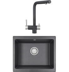 Комплект Мойка кухонная Granula 5551, графит + Смеситель 2305, графит