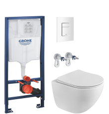 Комплект Унитаз подвесной BelBagno Libero BB11051CH-TOR/SC безободковый + Инсталляция Grohe Rapid SL 38772SH0 3 в 1 с панелью смыва