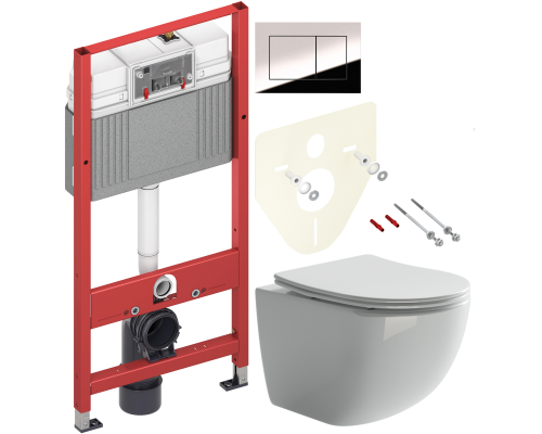 Комплект Унитаз подвесной Ceramicanova Forma CN3009 безободковый + Инсталляция TECE Now 9400412 4 в 1 с кнопкой смыва