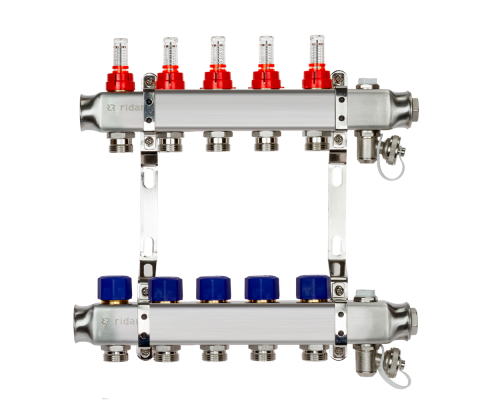 Комплект коллекторов Ридан SSM-5RF set с расходомерами и кронштейнами, 5 контуров 088U0955R