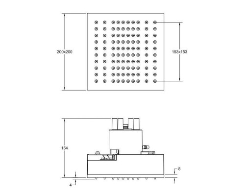 Gessi Binario Модуль 200х200 мм, тропический ливень, установка Easy-Fix, сенсорное управление, цвет: Mirror Steel. 61131#238