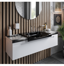 Kerasan Inka Project База INKA  подвесная 120см, для установки раковины 60х40 см, по центру, , панель исполнение Arte 2, цвет: белый глянцевый/черный глянцевый. 341734,  911102,  341104*1